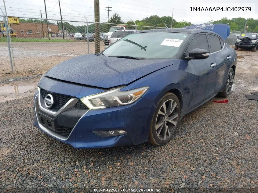 2018 Nissan Maxima 3.5 Sl VIN: 1N4AA6AP4JC402979 Lot: 39422587