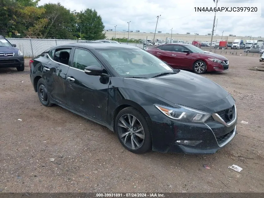 2018 Nissan Maxima 3.5 Sv VIN: 1N4AA6APXJC397920 Lot: 39931891