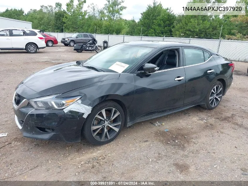 2018 Nissan Maxima 3.5 Sv VIN: 1N4AA6APXJC397920 Lot: 39931891