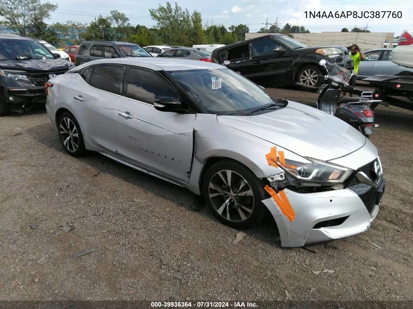 2018 Nissan Maxima 3.5 Sv VIN: 1N4AA6AP8JC387760 Lot: 39936364