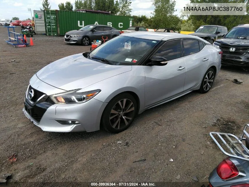 2018 Nissan Maxima 3.5 Sv VIN: 1N4AA6AP8JC387760 Lot: 39936364