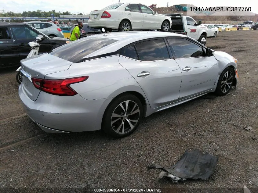 2018 Nissan Maxima 3.5 Sv VIN: 1N4AA6AP8JC387760 Lot: 39936364