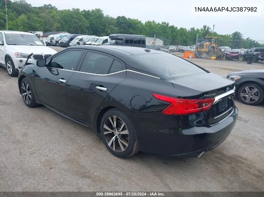 2018 Nissan Maxima 3.5 Sl VIN: 1N4AA6AP4JC387982 Lot: 39963695