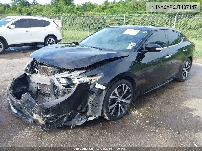 2018 Nissan Maxima 3.5S/Sv/Sl/Sr/Plat VIN: 1N4AA6AP6JT407147 Lot: 39964529