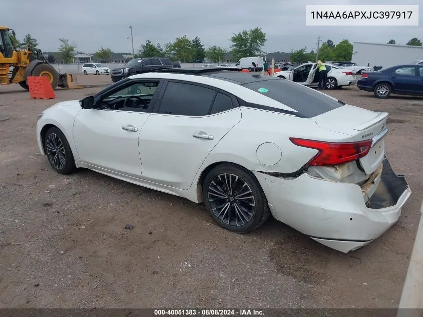 2018 Nissan Maxima 3.5 Platinum VIN: 1N4AA6APXJC397917 Lot: 40051383