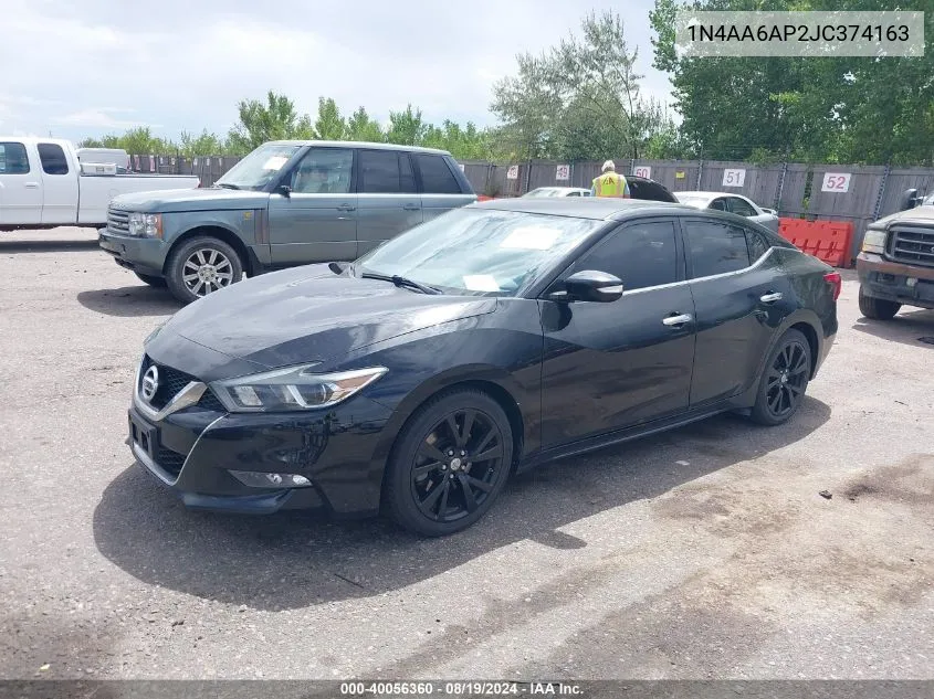 2018 Nissan Maxima 3.5S/Sv/Sl/Sr/Plat VIN: 1N4AA6AP2JC374163 Lot: 40056360