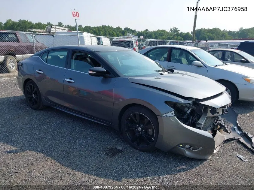 2018 Nissan Maxima 3.5 Sv VIN: 1N4AA6AP7JC376958 Lot: 40079264