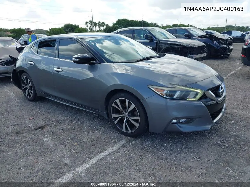 2018 Nissan Maxima 3.5 Sv VIN: 1N4AA6AP2JC400163 Lot: 40091964