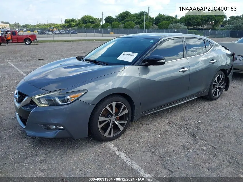 2018 Nissan Maxima 3.5 Sv VIN: 1N4AA6AP2JC400163 Lot: 40091964