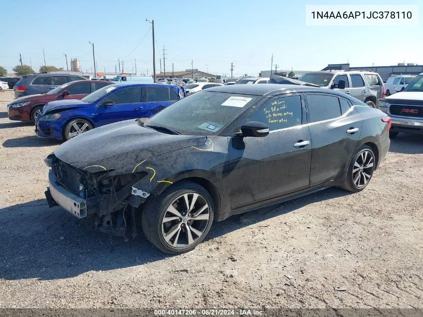 1N4AA6AP1JC378110 2018 Nissan Maxima 3.5S/Sv/Sl/Sr/Plat