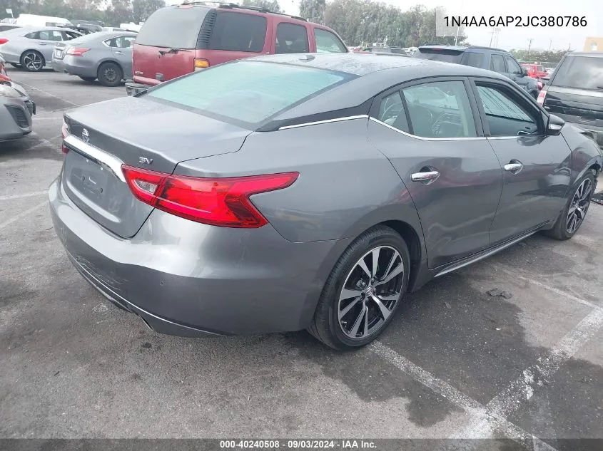 1N4AA6AP2JC380786 2018 Nissan Maxima 3.5 Sv