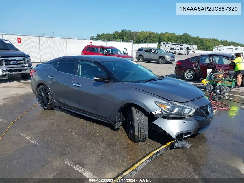 2018 Nissan Maxima 3.5 Sr VIN: 1N4AA6AP2JC387320 Lot: 40263903