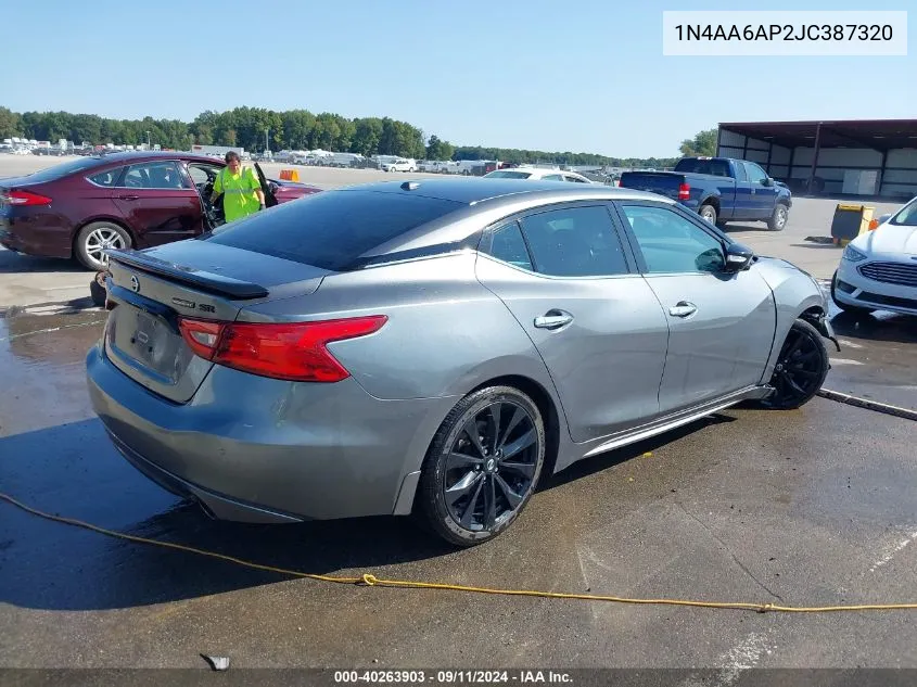 2018 Nissan Maxima 3.5 Sr VIN: 1N4AA6AP2JC387320 Lot: 40263903