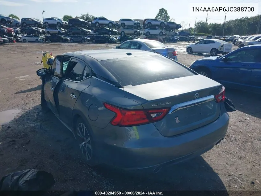 2018 Nissan Maxima 3.5 Sv VIN: 1N4AA6AP6JC388700 Lot: 40284959