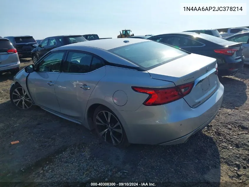 2018 Nissan Maxima 3.5 Platinum/3.5 S/3.5 Sl/3.5 Sr/3.5 Sv VIN: 1N4AA6AP2JC378214 Lot: 40308300