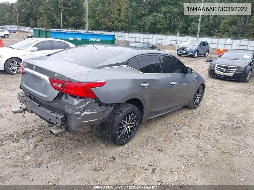 2018 Nissan Maxima 3.5 Sv VIN: 1N4AA6AP7JC392027 Lot: 40332069