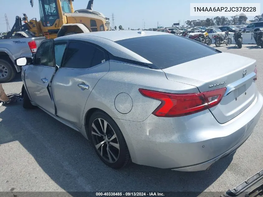 1N4AA6AP2JC378228 2018 Nissan Maxima 3.5S/Sv/Sl/Sr/Plat