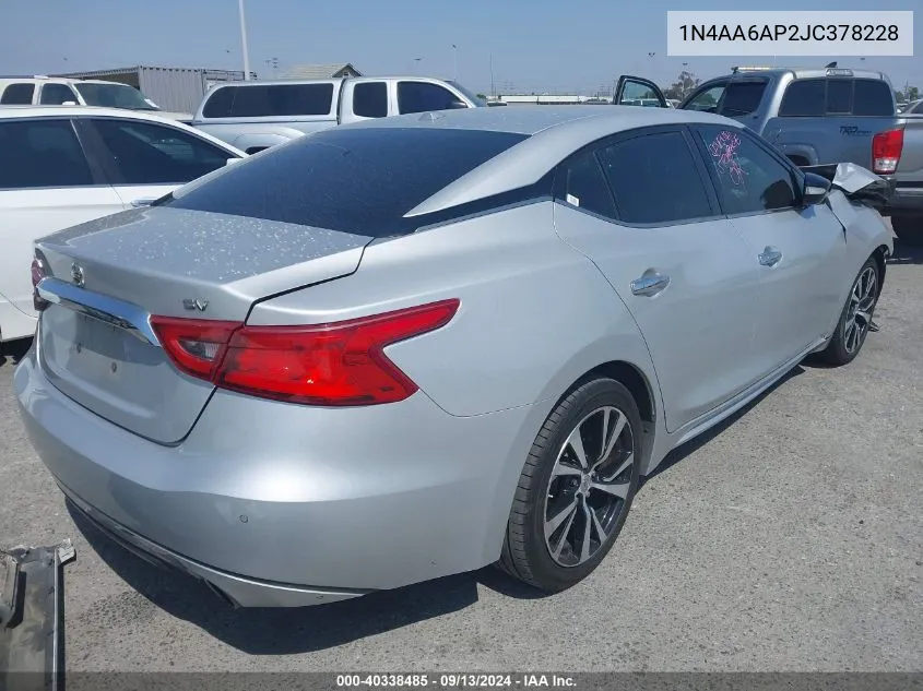 2018 Nissan Maxima 3.5S/Sv/Sl/Sr/Plat VIN: 1N4AA6AP2JC378228 Lot: 40338485