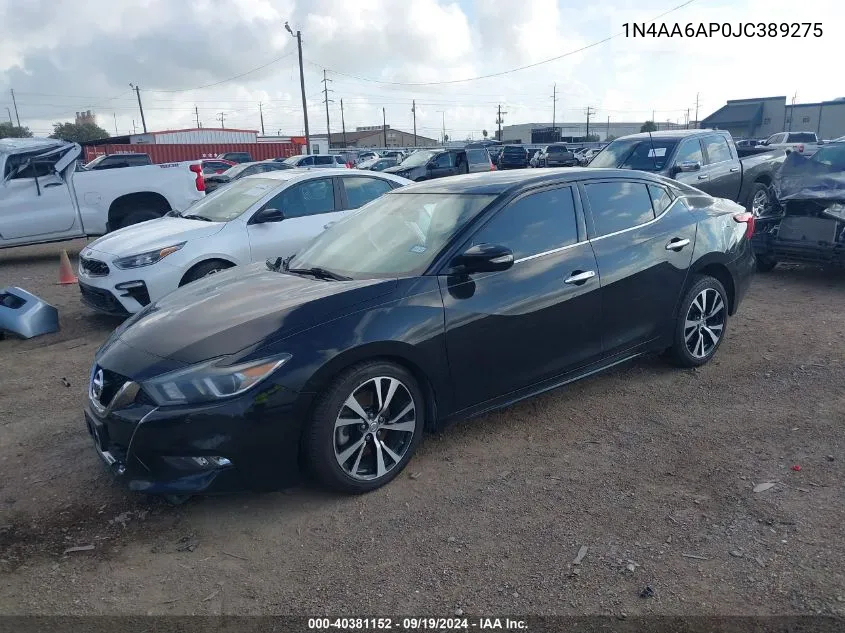 2018 Nissan Maxima 3.5 Sv VIN: 1N4AA6AP0JC389275 Lot: 40381152