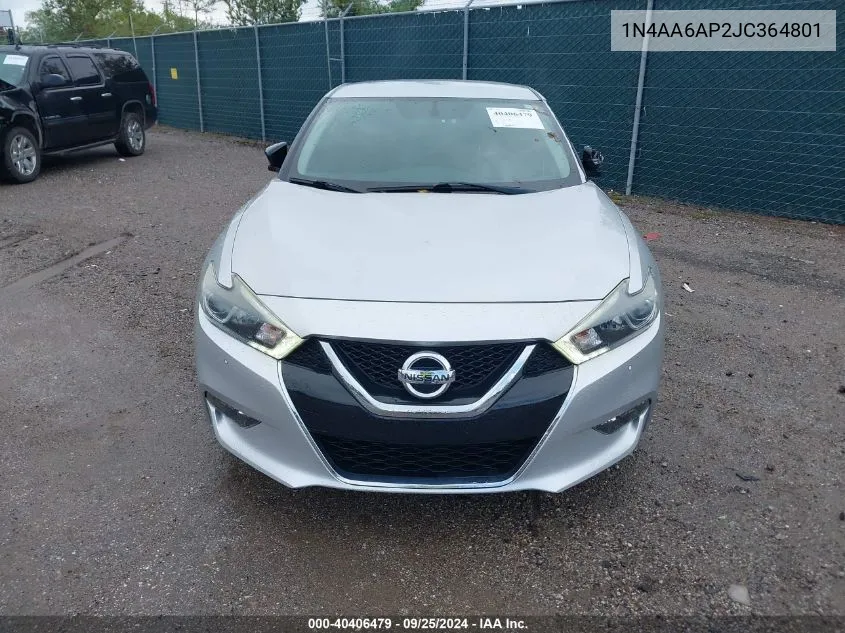 2018 Nissan Maxima 3.5 Sv VIN: 1N4AA6AP2JC364801 Lot: 40406479