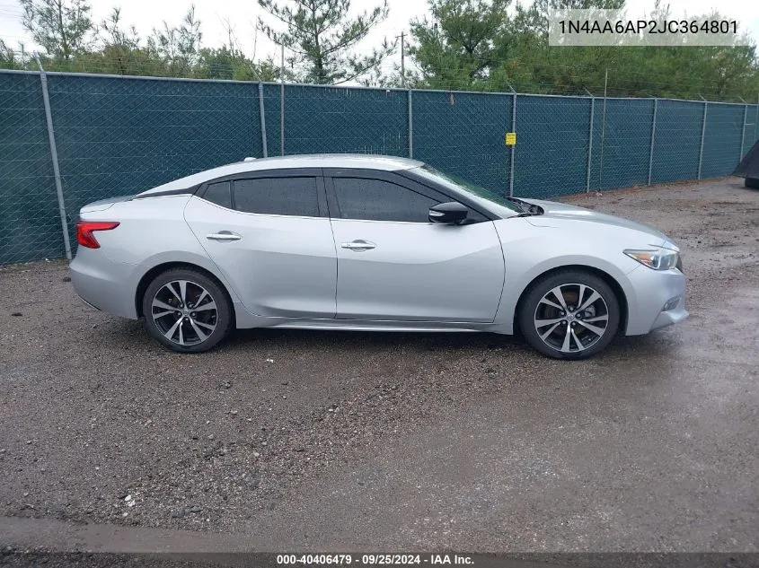 2018 Nissan Maxima 3.5 Sv VIN: 1N4AA6AP2JC364801 Lot: 40406479