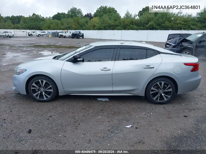 2018 Nissan Maxima 3.5 Sv VIN: 1N4AA6AP2JC364801 Lot: 40406479