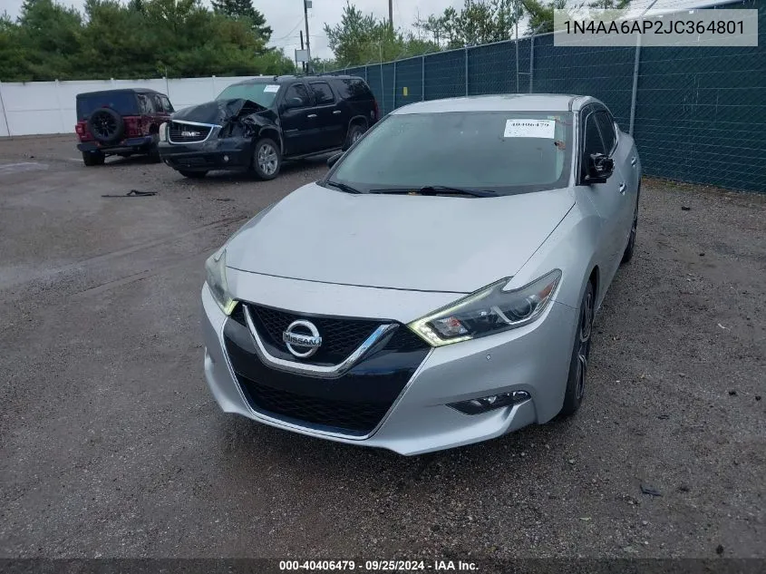 2018 Nissan Maxima 3.5 Sv VIN: 1N4AA6AP2JC364801 Lot: 40406479