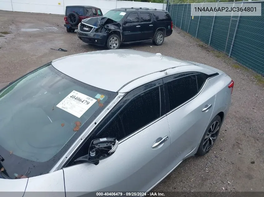 2018 Nissan Maxima 3.5 Sv VIN: 1N4AA6AP2JC364801 Lot: 40406479