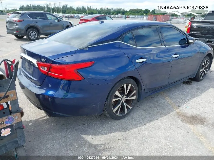 2018 Nissan Maxima 3.5 Sv VIN: 1N4AA6AP3JC379338 Lot: 40427036