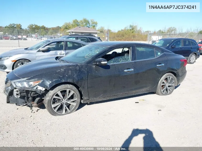 2018 Nissan Maxima 3.5S/Sv/Sl/Sr/Plat VIN: 1N4AA6AP7JC374241 Lot: 40530800