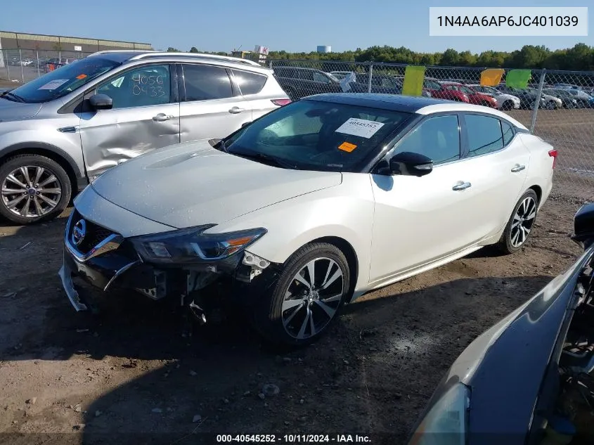 2018 Nissan Maxima 3.5 Platinum VIN: 1N4AA6AP6JC401039 Lot: 40545252