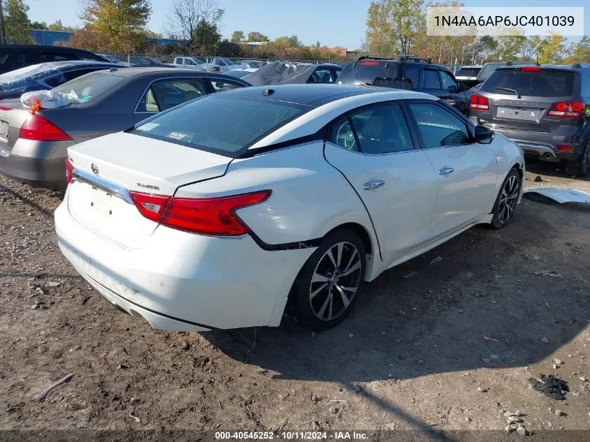 2018 Nissan Maxima 3.5 Platinum VIN: 1N4AA6AP6JC401039 Lot: 40545252