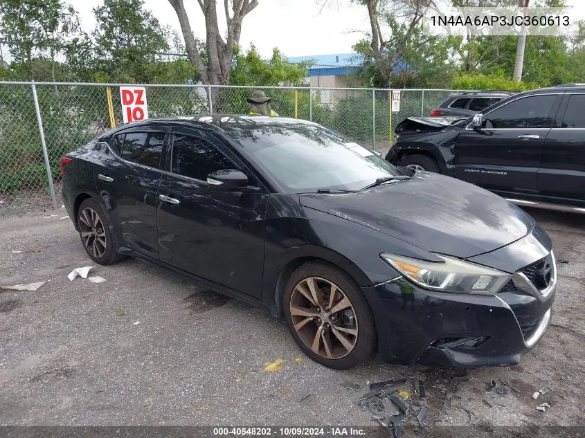 2018 Nissan Maxima 3.5S/Sv/Sl/Sr/Plat VIN: 1N4AA6AP3JC360613 Lot: 40548202