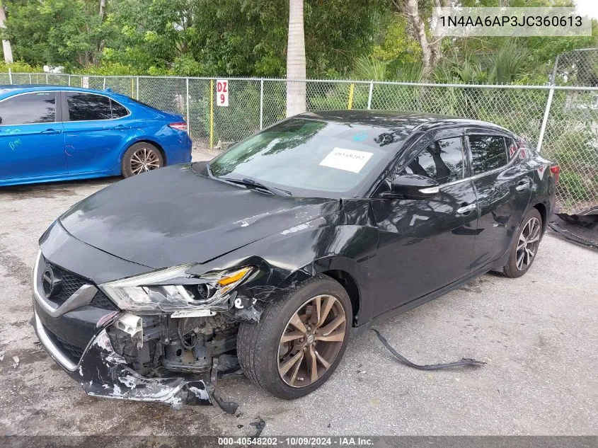 2018 Nissan Maxima 3.5S/Sv/Sl/Sr/Plat VIN: 1N4AA6AP3JC360613 Lot: 40548202