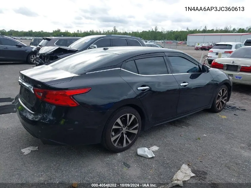 2018 Nissan Maxima 3.5S/Sv/Sl/Sr/Plat VIN: 1N4AA6AP3JC360613 Lot: 40548202