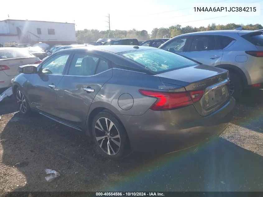 2018 Nissan Maxima 3.5 Sv VIN: 1N4AA6AP1JC384215 Lot: 40554586