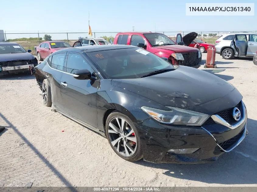 2018 Nissan Maxima 3.5S/Sv/Sl/Sr/Plat VIN: 1N4AA6APXJC361340 Lot: 40571296