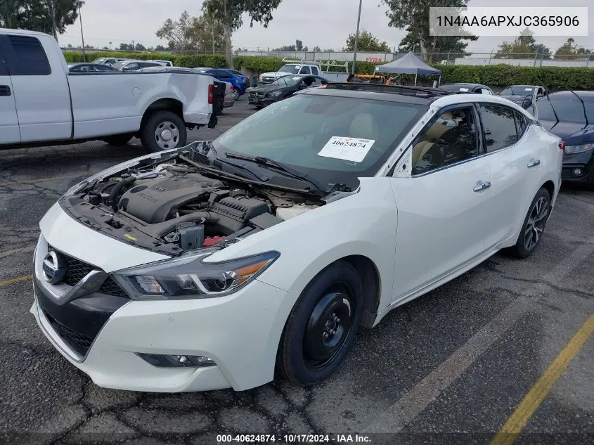 2018 Nissan Maxima 3.5 Platinum VIN: 1N4AA6APXJC365906 Lot: 40624874