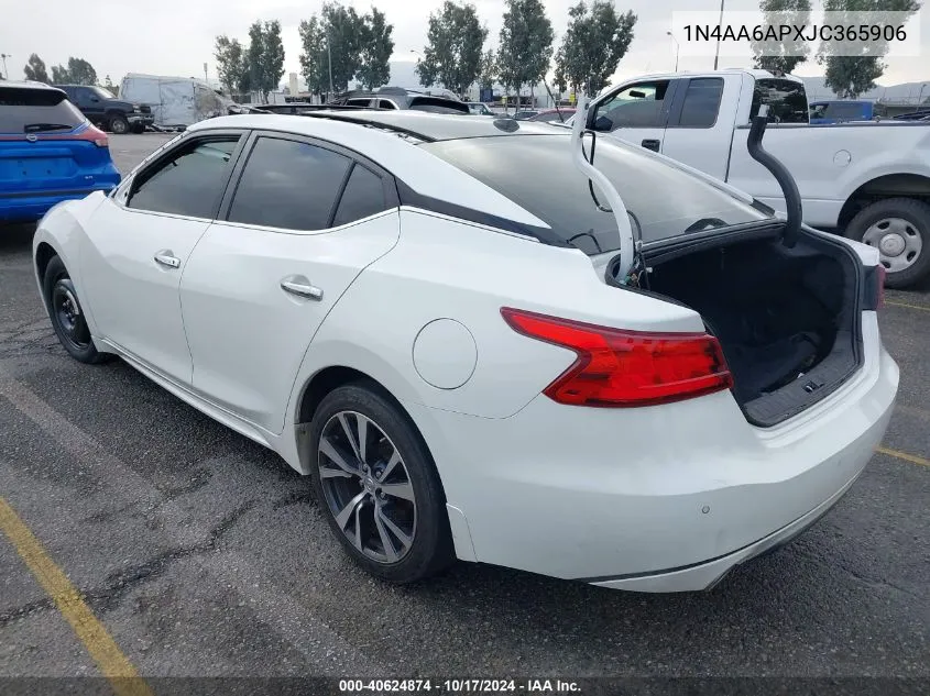 2018 Nissan Maxima 3.5 Platinum VIN: 1N4AA6APXJC365906 Lot: 40624874