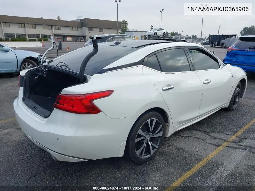 2018 Nissan Maxima 3.5 Platinum VIN: 1N4AA6APXJC365906 Lot: 40624874