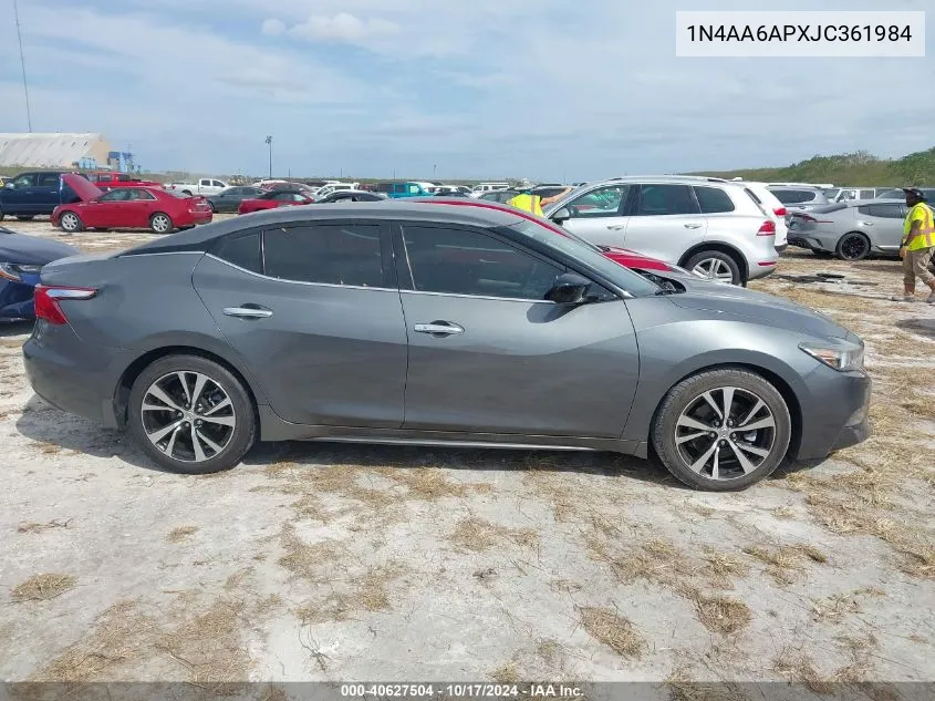 2018 Nissan Maxima 3.5 S VIN: 1N4AA6APXJC361984 Lot: 40627504