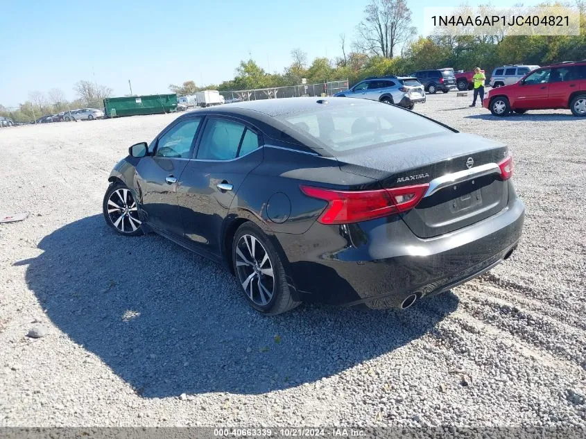 2018 Nissan Maxima 3.5 Sv VIN: 1N4AA6AP1JC404821 Lot: 40663339