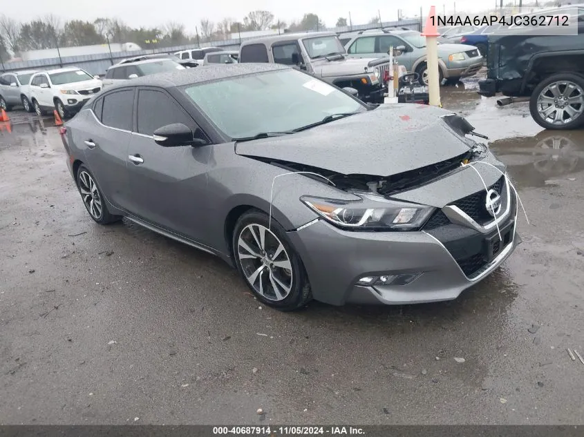 2018 Nissan Maxima 3.5 Sv VIN: 1N4AA6AP4JC362712 Lot: 40687914