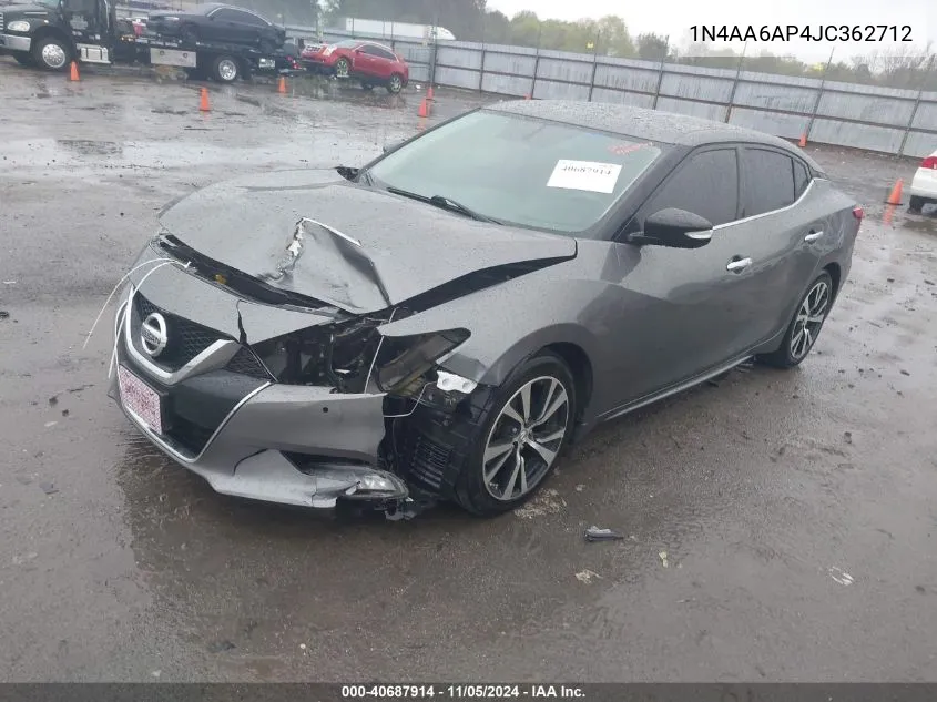 2018 Nissan Maxima 3.5 Sv VIN: 1N4AA6AP4JC362712 Lot: 40687914