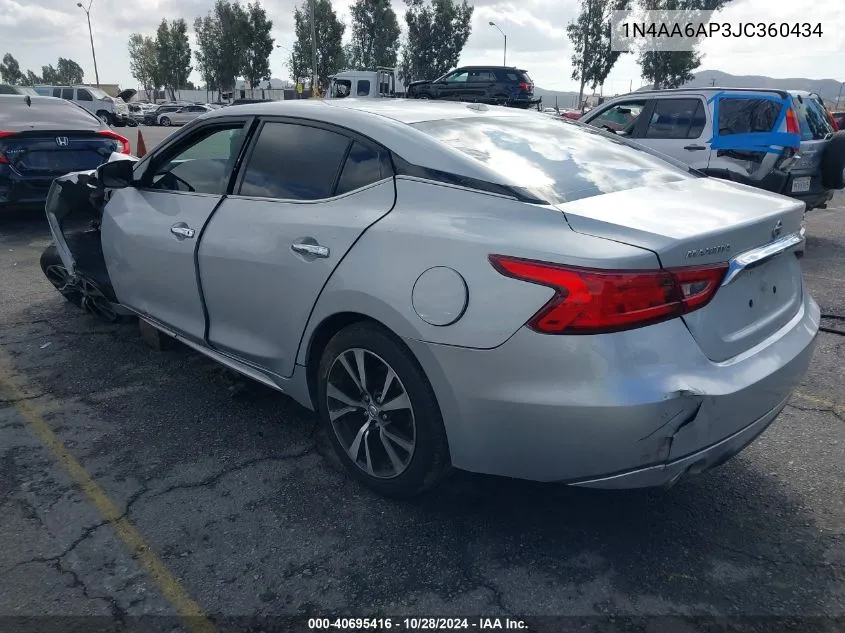 2018 Nissan Maxima 3.5 Sv VIN: 1N4AA6AP3JC360434 Lot: 40695416