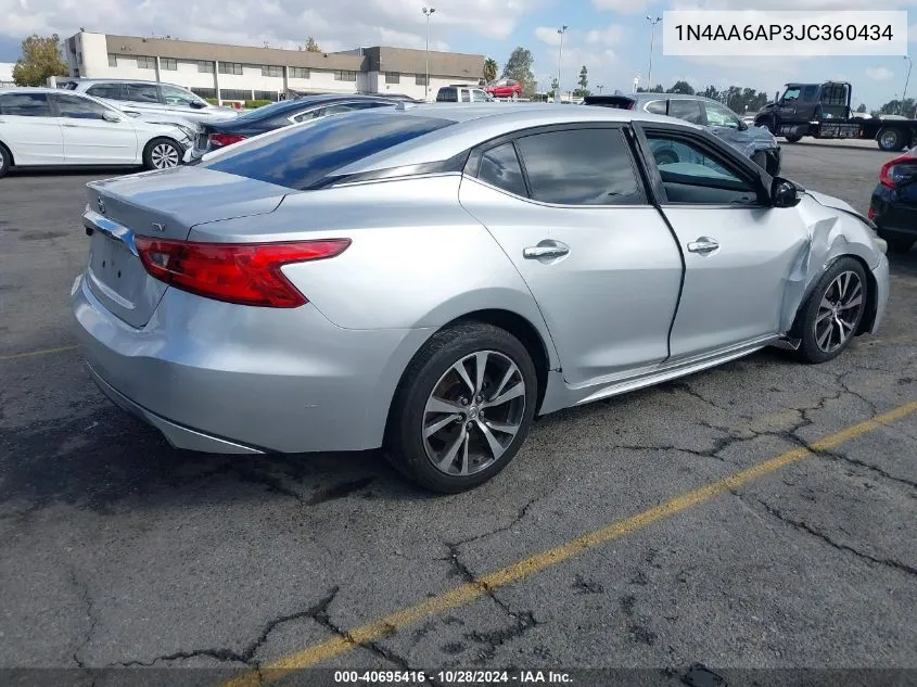 2018 Nissan Maxima 3.5 Sv VIN: 1N4AA6AP3JC360434 Lot: 40695416