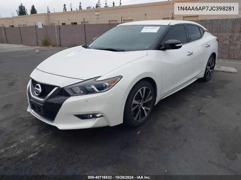 2018 Nissan Maxima Sv VIN: 1N4AA6AP7JC398281 Lot: 40716832