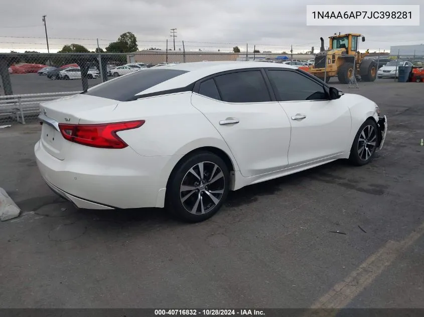 2018 Nissan Maxima Sv VIN: 1N4AA6AP7JC398281 Lot: 40716832