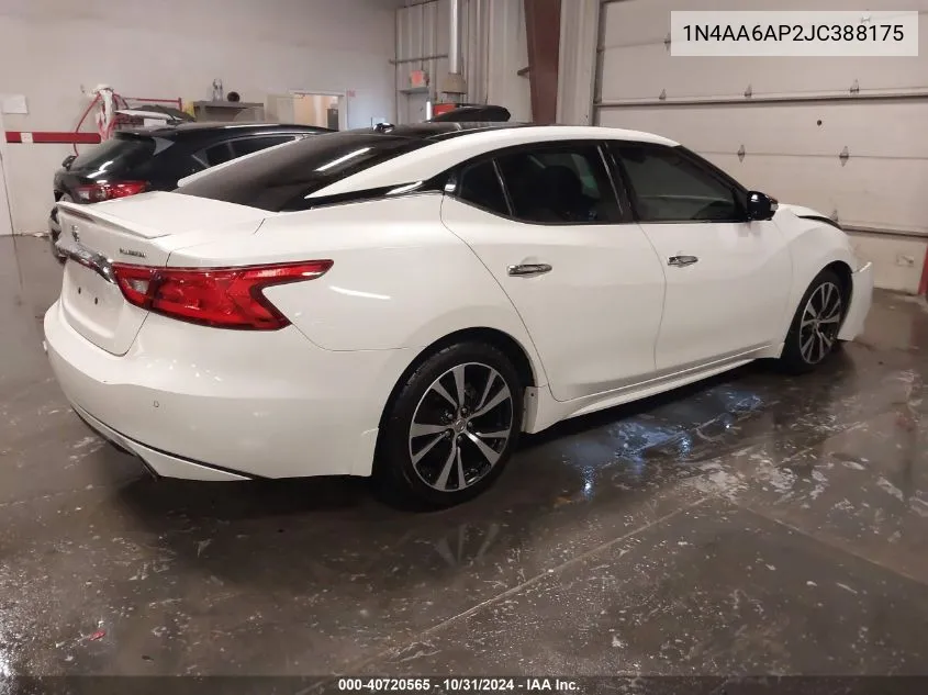 2018 Nissan Maxima 3.5 Platinum VIN: 1N4AA6AP2JC388175 Lot: 40720565