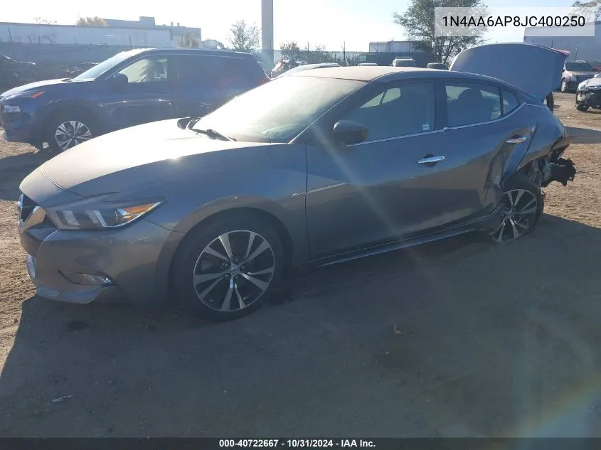 2018 Nissan Maxima 3.5 S VIN: 1N4AA6AP8JC400250 Lot: 40722667